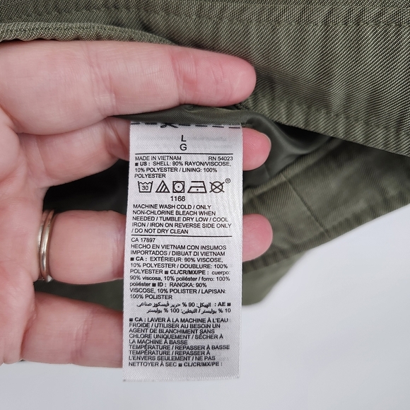 Old Navy Womens Soft Utility Jacket Size L Arugula Green Snap Front Lightweight - Picture 7 of 8